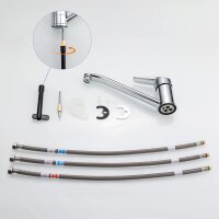 Ibergrif Niederdruck Armatur Küche aus Messing, 360 ° Drehbar, Chrome