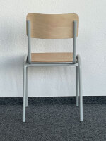 SET - 1x Beistelltisch 160x80cm 7035/lichtgrau, 6x Holz-Stapelstuhl 7035/Buche