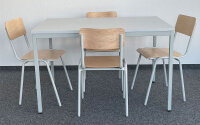 SET - 1x Beistelltisch 120x80cm 7035/lichtgrau, 4x Holz-Stapelstuhl 7035/Buche