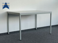 SET - 1x Beistelltisch 120x80cm 7035/lichtgrau, 4x Holz-Stapelstuhl 7035/Buche