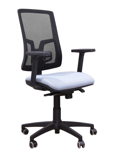 Bürodrehstuhl-3, Sitzfläche Polster Anthrazit, Rückenlehne hoch schwarz, 5 Hbd-Rollen, Armlehne 1D, Schwarz/Anthrazit